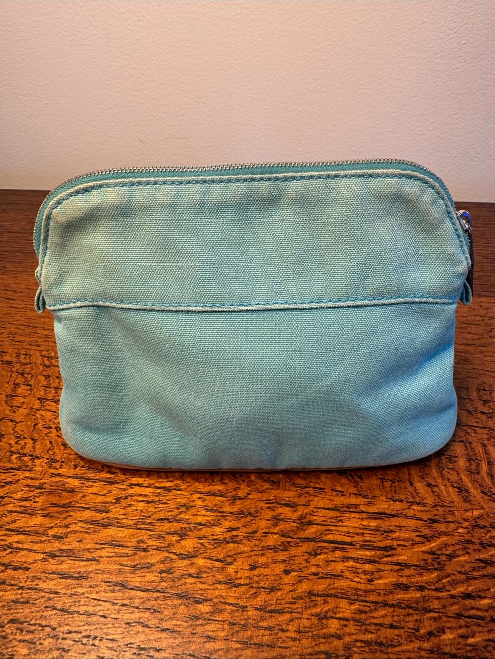 Hermès Bolide Pouch 20 Canvas Cosmetic Bag Turquoise Blue w/Box - Picture 3 of 15